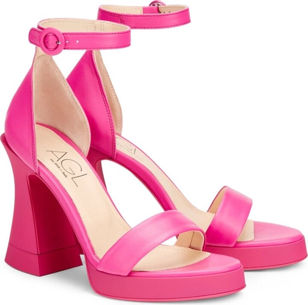 AGL Janis 110 Hot Pink Leather Platform Sandals Size 40 / US 10